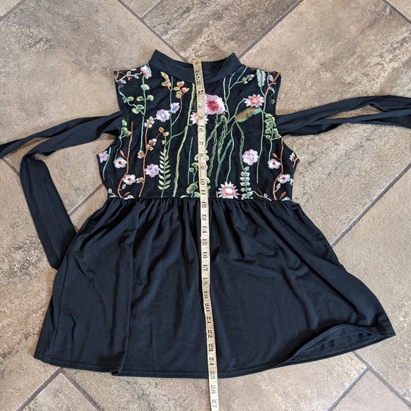 Zaful Mesh Embroidered Sleeveless Top Size XL Floral and Black - Picture 12 of 12